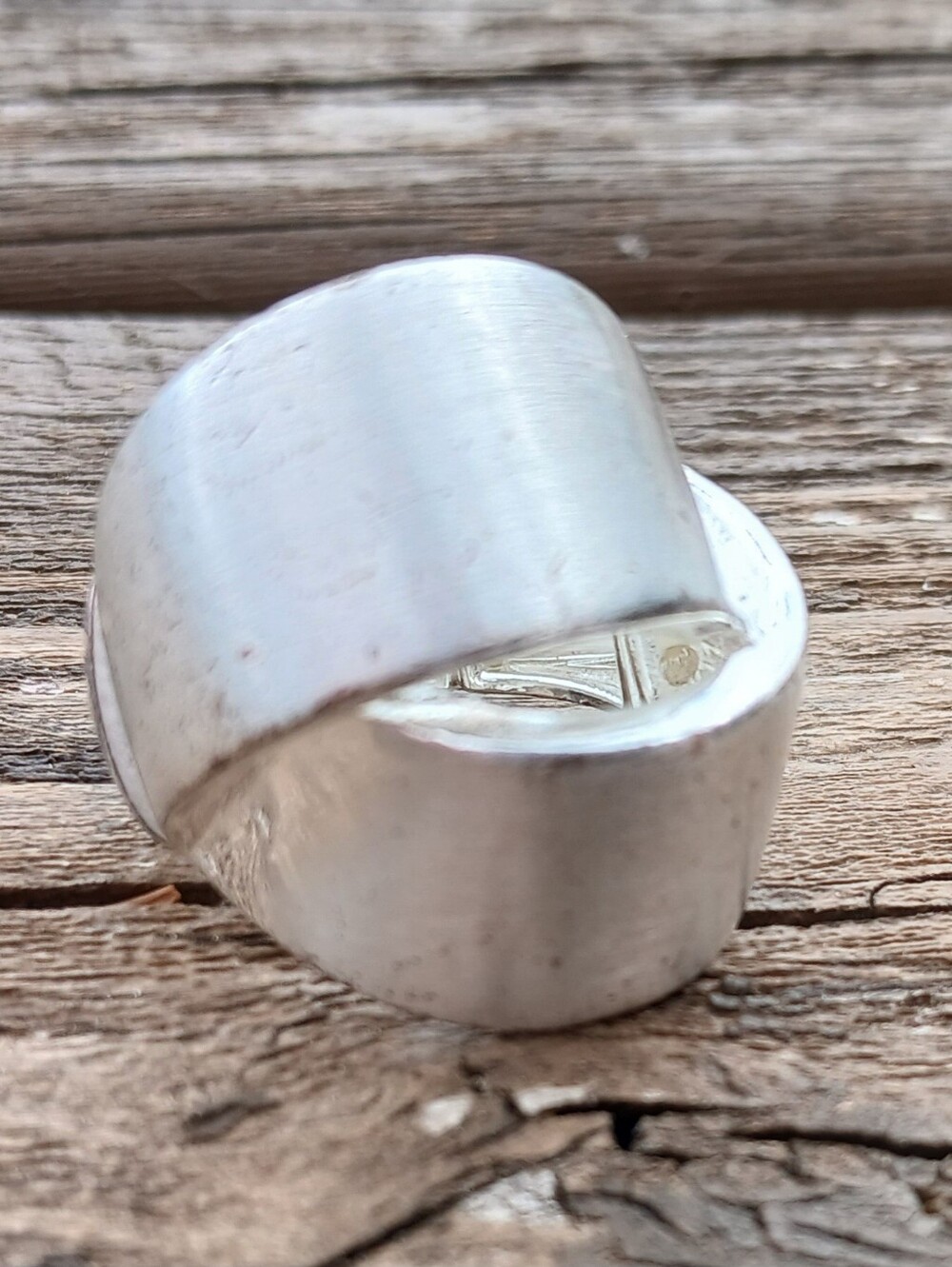 Wide Silvertone Twist Statement Stretch Ring